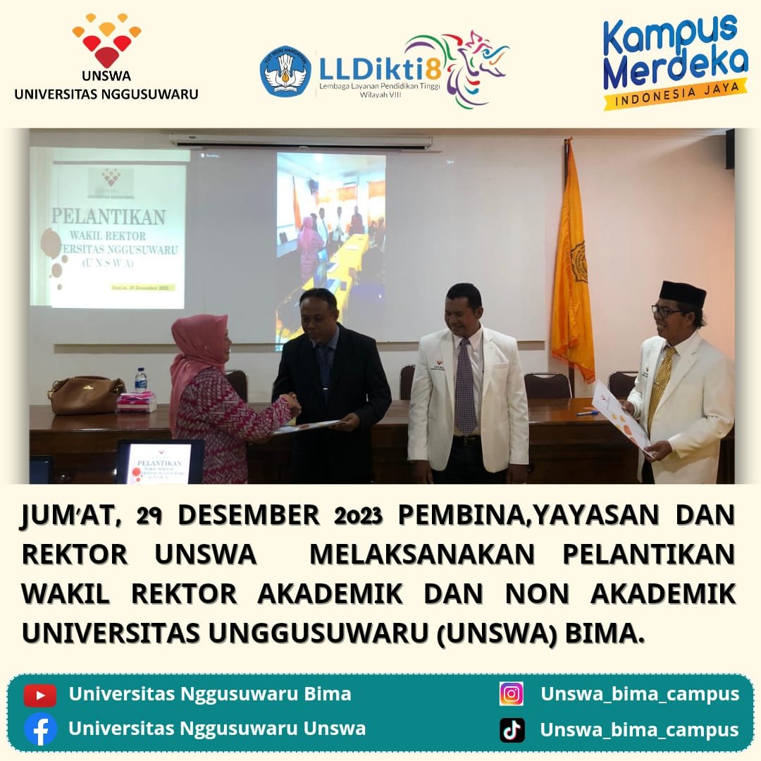 Read more about the article Rektor Universitas Nggusuwaru Melantik Wakil Rektor Bidang Akademik dan Non Akademik UNSWA