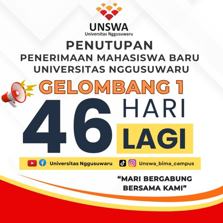 Penutupan Penerimaan Mahasiswa Baru Universitas Nggusuwaru Gelombang 1: 46 Hari Lagi!